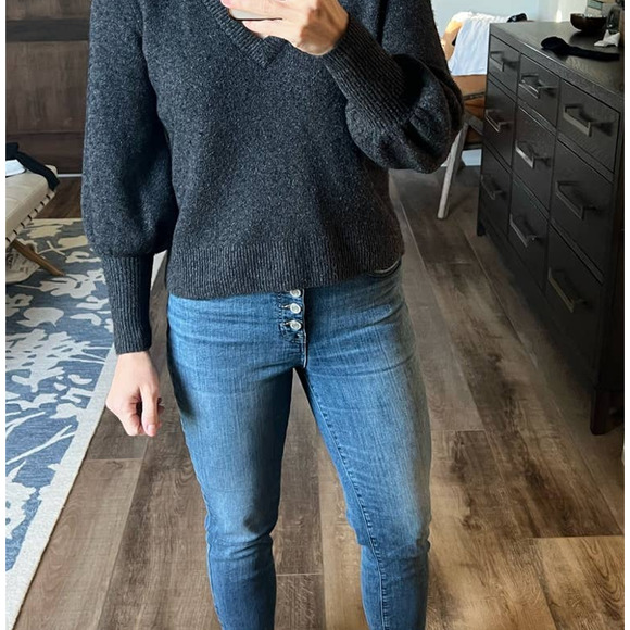 Madewell Wool‎ Bubble Sleeve Sweater Size XS Charcoal Grey - Picture 7 of 7